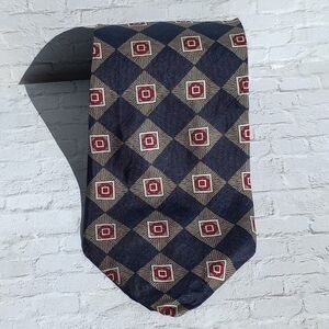 Bert Pulitzer Collector's Edition Navy and Tan Silk Tie | Made in USA